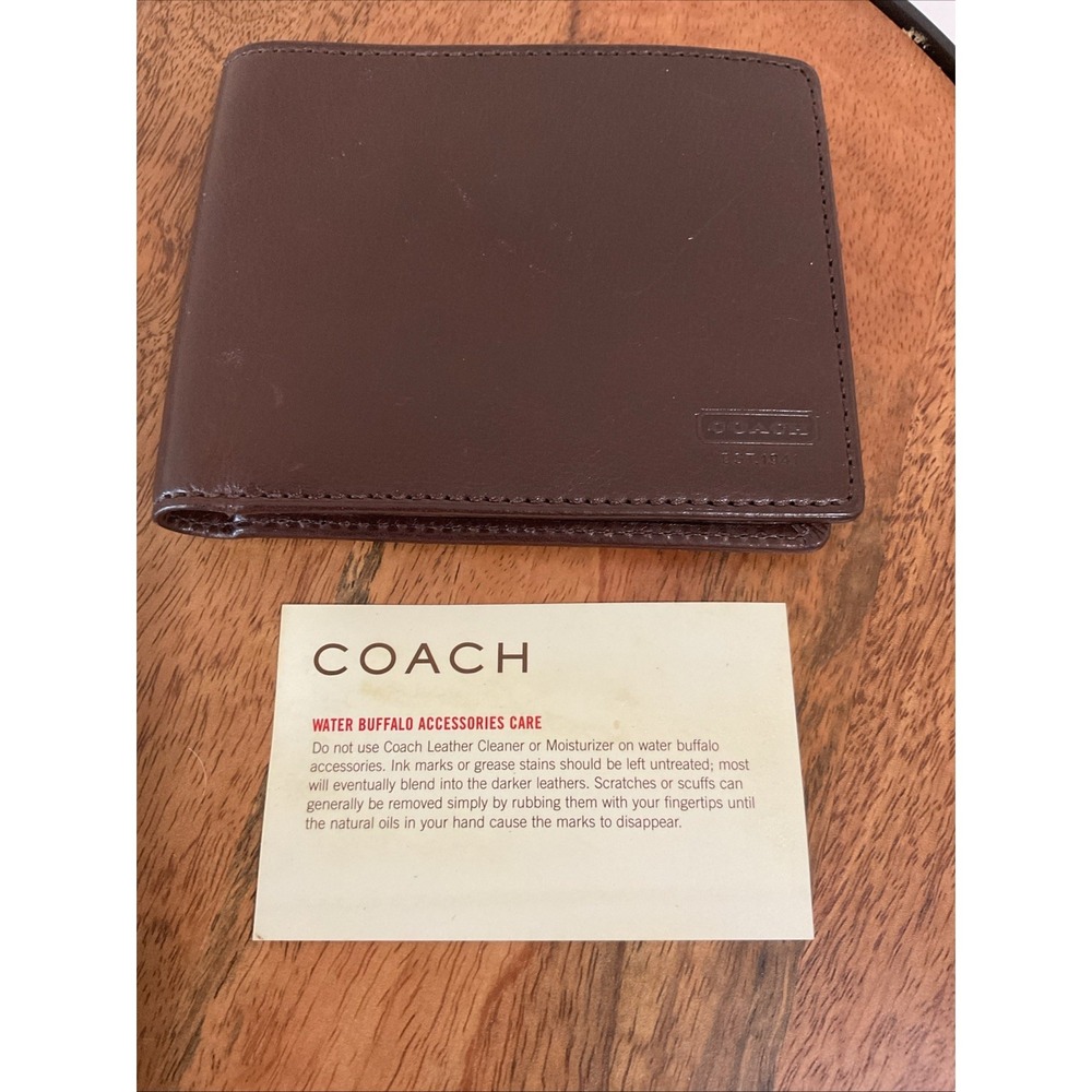 Coach Bi-Fold Leather Wallet - Dark Saddle Men's Credit Card Holder